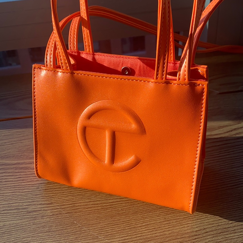Small orange telfar bag